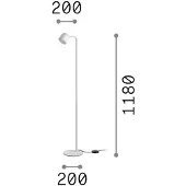 Ideal Lux Lampada da terra Dodo, bianca, altezza 118 cm, metallo, dimmerabile