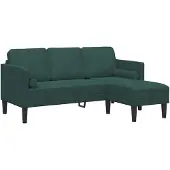 vidaXL Set di divani con cuscini in poliestere verde scuro