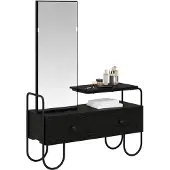 Syfax Tavolo da Trucco con cassetto Rovere Nero Legno ingegnerizzato