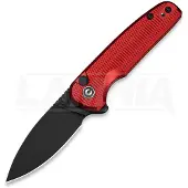 CIVIVI Mini Shakan, Ripple Pattern Red Aluminum, Black Stonewash