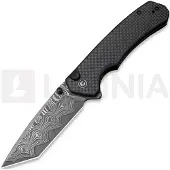 CIVIVI Coltello pieghevole Button Lock Brazen Damascus, Twill Carbon Fiber