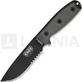 ESEE Model 4, serrated, black/black, brown plastic sheath