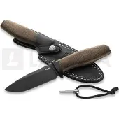 Lionsteel Acha AH B BLG Blackwashed M390, Green Burlap Micarta, Black Titanium Guard, coltello fisso