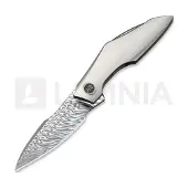 We Knife Coltello pieghevole Krait Snake Damasteel, Gray Titanium