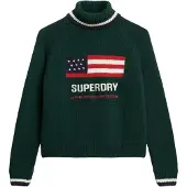 Superdry per donna. W6110538A Maglione Americana Roll verde (L), Casual, Cotone