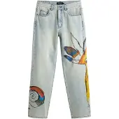 Desigual , PANTALONI DI JEANS STAMPATI, Cotone, Blu, 34
