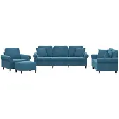 vidaXL Set divano 4 pezzi con cuscini in velluto blu
