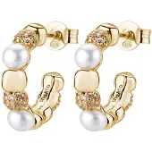 Rosato Luxurious hoop Orecchini con genuine pearls e zircons Azzurra RZAZ036