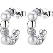 Rosato Luxurious hoop Orecchini con genuine pearls e zircons Azzurra RZAZ035