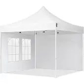 TOOLPORT 3x3m gazebo pieghevole con laterali (finestre), ECONOMY acciaio, bianco