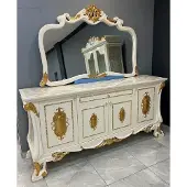 Casa Padrino credenza barocca 225 cm con specchio bianco/oro