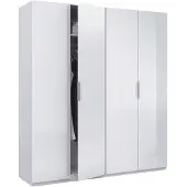 Dmora Guardaroba Grande Aram 52x200h cm Bianco, Appendiabiti 4 Ante