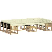 vidaXL Set da salotto da esterno , 11 pezzi, bianco e crema