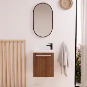 MOB-IN Set lavabo sospeso Nevada con rubinetto nero e specchio ovale