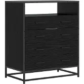 vidaXL Mobiletto con cassetti, 4 cassetti, nero, effetto legno di quercia