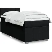 vidaXL Letto a molle con materasso nero 90x190 cm in tessuto