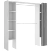 Dmora Guardaroba Grande Acron 50x205h cm Bianco, Appendiabiti Apertura Tenda