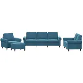 vidaXL Set divano 4 pezzi con cuscini in velluto blu