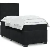 vidaXL Letto a molle con materasso nero 80x200 cm in velluto