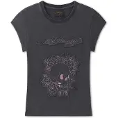 Ed Hardy Maglietta 'Blumen-Totenkopf' grigio scuro / rosa