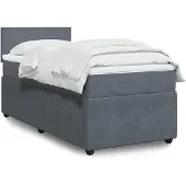 vidaXL Letto a molle con materasso grigio scuro 80x200 cm in velluto
