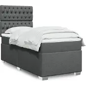 vidaXL Letto a molle con materasso grigio scuro 80x200 cm in tessuto