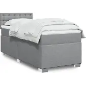 vidaXL Letto a molle con materasso grigio chiaro 100x200 cm in tessuto