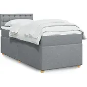 vidaXL Letto a molle con materasso grigio chiaro 80x200 cm in tessuto