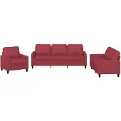 vidaXL Set divano 3 pezzi con cuscini in Pelle finta rosso vino