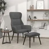 Prolenta Maison Exclusive - Poltrona relax con poggiapiedi in tessuto grigio chiaro
