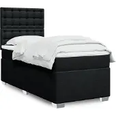 vidaXL Letto a molle con materasso nero 90x190 cm in tessuto