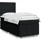 vidaXL Letto a molle con materasso nero 90x190 cm in tessuto