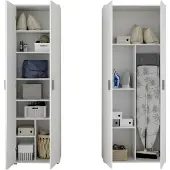 Dmora Veruno - Armadio Multiuso Grande, 139x190h cm Bianco, Modulabile