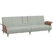 vidaXL Divano letto con portabicchieri, velluto grigio chiaro
