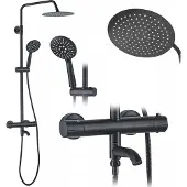 REA Set Doccia da Incasso Con Termostatato Lungo Black