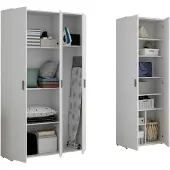Dmora Brumano - Armadio Multiuso Grande, 177x190h cm Bianco, Modulabile
