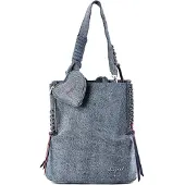 Desigual , zainetto piccolo in denim con cuore, Donna, Cotone, Blu, U