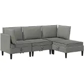 vidaXL Set da salotto , 4 pezzi, tessuto grigio scuro
