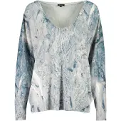 Desigual , maglione con scollo a v a fantasia astratta, Donna, Blu, XS