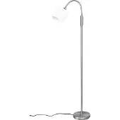 TRIO Leuchten Lampada da terra Tommy, nichel/bianco, altezza 130 cm, metallo/tessuto