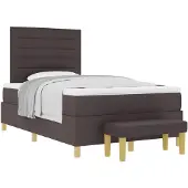 vidaXL Letto boxspring con testiera, marrone scuro, 200 x 120 cm, tessuto