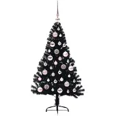 vidaXL Albero di Natale artificiale preilluminato nero 120 cm PVC