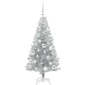 vidaXL Albero di Natale argentato, 120 cm, in PET