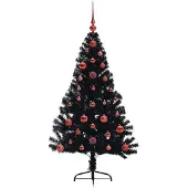 vidaXL Albero di Natale artificiale preilluminato nero 120 cm PVC