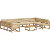 vidaXL Set da salotto da esterno, 10 pezzi, bianco e beige