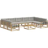 vidaXL Set da salotto da esterno, 10 pezzi, bianco e grigio chiaro