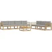 vidaXL Set da salotto da esterno, 7 pezzi, bianco e grigio chiaro