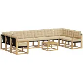 vidaXL Set da salotto da esterno, 11 pezzi, bianco e beige