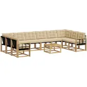 vidaXL Set da salotto da esterno, 11 pezzi, bianco e beige
