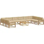vidaXL Set da salotto da esterno, 11 pezzi, bianco e beige